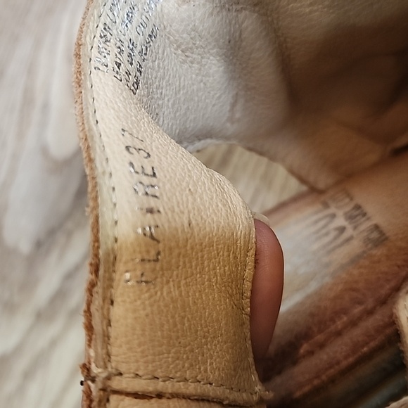 Miz Mooz Flair Scrunch Leather Ruched Sandals Brandy Open Round Toe Ankle Zip - Picture 11 of 14